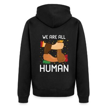 Human Equality Proud Black Pride Black History - Unisex Premium Organic Zip Hoodie - black - Back - Nico (187cm)