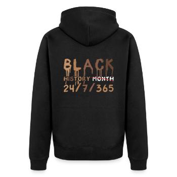 Black History Month Everyday Pride Black History - Unisex Premium Bio Zip Hoodie - Schwarz - Hinten - Nico (187cm)