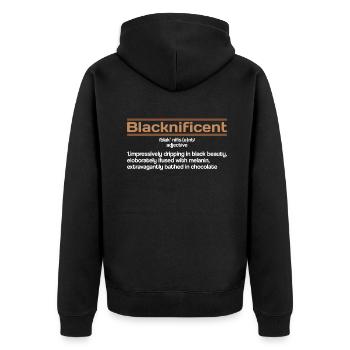 Magnificent Beauty Black Pride Black History Month - Unisex Premium Bio Zip Hoodie - Schwarz - Hinten - Nico (187cm)