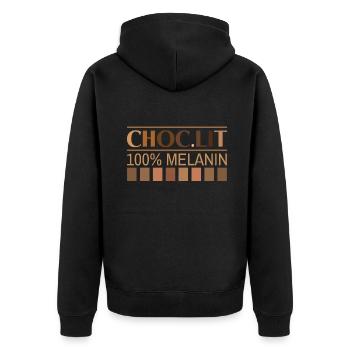 Chocolate Melanin Pride Black History Month - Unisex Premium Bio Zip Hoodie - Schwarz - Hinten - Nico (187cm)