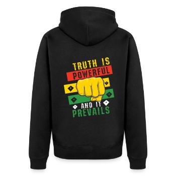 Truth Powerful Fist Pride Black History Month - Unisex Premium Organic Zip Hoodie - black - Back - Nico (187cm)
