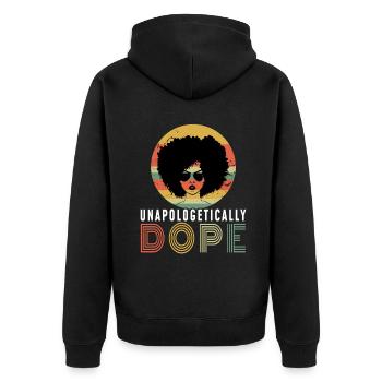 Black Girl Unapologetic Black History Month - Unisex Premium Organic Zip Hoodie - black - Back - Nico (187cm)