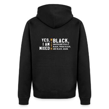 Black Unapologetic Pride Black History Month - Unisex Premium Bio Zip Hoodie - Schwarz - Hinten - Nico (187cm)