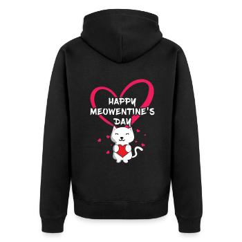 Love Cat Meow Hearts Day Valentines - Unisex Premium Bio Zip Hoodie - Schwarz - Hinten - Nico (187cm)