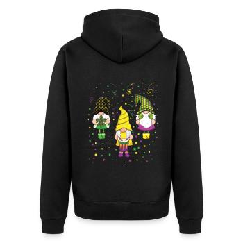 Gnomes Mardi Festival Parade Beads Mardi Gras - Unisex Premium Bio Zip Hoodie - Schwarz - Hinten - Nico (187cm)
