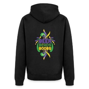 Festival Parade Beer Beads Bling Mardi Gras 2023 - Unisex Premium Bio Zip Hoodie - Schwarz - Hinten - Nico (187cm)