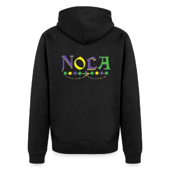 New Orleans Festival Parade Beads Mardi Gras - Unisex Premium Bio Zip Hoodie - Schwarz - Hinten - Nico (187cm)
