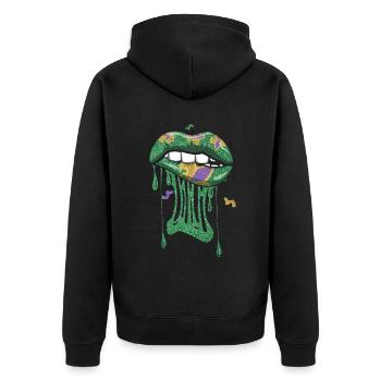 Bite Lips Festival Parade Beads Mardi Gras - Unisex Premium Bio Zip Hoodie - Schwarz - Hinten - Nico (187cm)