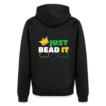 Festival Parade Just Bead It Mardi Gras - Unisex Premium Bio Zip Hoodie - Schwarz - Hinten - Nico (187cm)