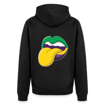 Tongue Lips Festival Parade Beads Mardi Gras - Unisex Premium Bio Zip Hoodie - Schwarz - Hinten - Nico (187cm)