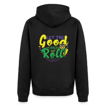 Mask Roll Mardi Festival Parade Beads Mardi Gras - Unisex Premium Bio Zip Hoodie - Schwarz - Hinten - Nico (187cm)