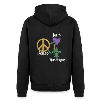 Festival Parade Beads Love Peace Mardi Gras - Unisex Premium Bio Zip Hoodie - Schwarz - Hinten - Nico (187cm)