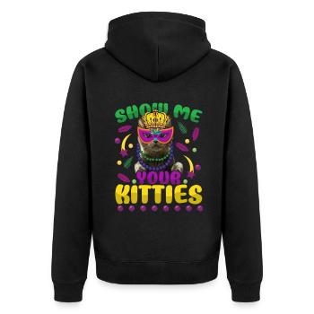 Kitten Cat Festival Parade Beads Mardi Gras - Unisex Premium Bio Zip Hoodie - Schwarz - Hinten - Nico (187cm)