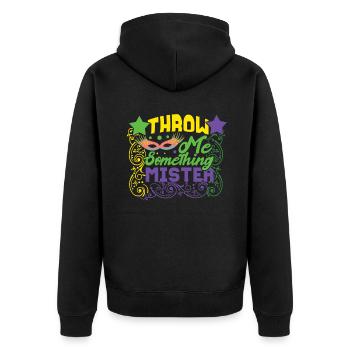 Throw Something Festival Parade Beads Mardi Gras - Unisex Premium Bio Zip Hoodie - Schwarz - Hinten - Nico (187cm)