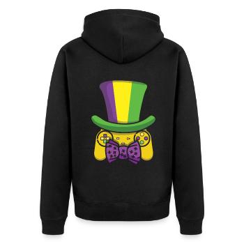 Video Game Gamer Festival Parade Beads Mardi Gras - Unisex Premium Bio Zip Hoodie - Schwarz - Hinten - Nico (187cm)
