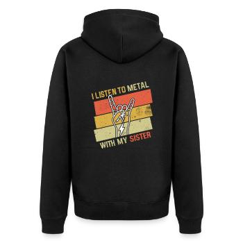 Vintage Metal With Sister Metal Kid Music Lover - Unisex Premium Bio Zip Hoodie - Schwarz - Hinten - Nico (187cm)