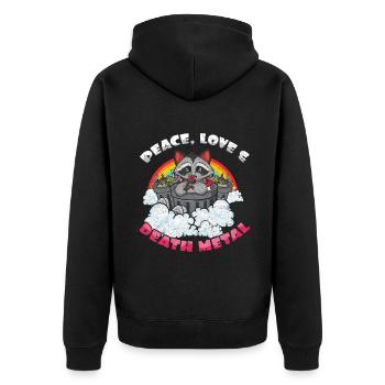 Racoon Love Peace Metal Music Heavy Rock - Veste à capuche bio Premium Unisexe - noir - Dos - Nico (187cm)