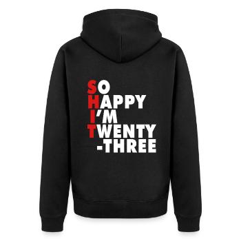 Funny Birth Age 23 Years Old Happy I'm 23 - Unisex Premium Organic Zip Hoodie - black - Back - Nico (187cm)