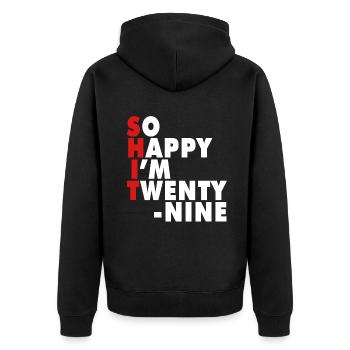 Funny Birth Age 29 Years Old Happy I'm 29 - Unisex Premium Bio Zip Hoodie - Schwarz - Hinten - Nico (187cm)