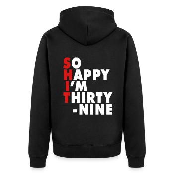 Drôle d’âge de naissance 20 ans heureux j’ai 20 ans - Veste à capuche bio Premium Unisexe - noir - Dos - Nico (187cm)