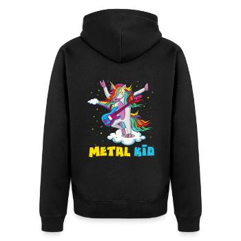 Guitar Unicorn Rainbow Metal Kid Music Rock Sign - Unisex Premium Organic Zip Hoodie - black - Back - Nico (187cm)