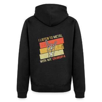 Vintage Metal With Grandpa Metal Kid Music Lover - Unisex Premium Bio Zip Hoodie - Schwarz - Hinten - Nico (187cm)