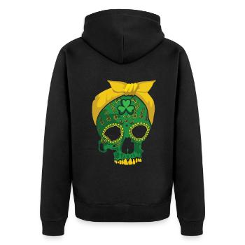 Floral Sucre Os Trèfle Saint Patrick - Veste à capuche bio Premium Unisexe - noir - Dos - Nico (187cm)