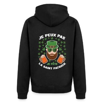 I Can't I Celebrate Saint Patrick Day - Unisex Premium Organic Zip Hoodie - black - Back - Nico (187cm)