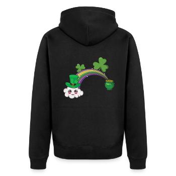 Cute Kawaii Cloud Rainbow Happy Saint Patricks - Unisex Premium Organic Zip Hoodie - black - Back - Nico (187cm)