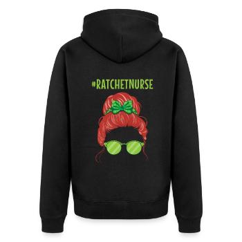 Ratchet Nurse Shamrock Saint Patrick Day - Unisex Premium Bio Zip Hoodie - Schwarz - Hinten - Nico (187cm)