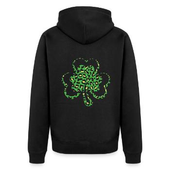 Pattern Leopard Shamrock Saint Patrick Day - Unisex Premium Organic Zip Hoodie - black - Back - Nico (187cm)