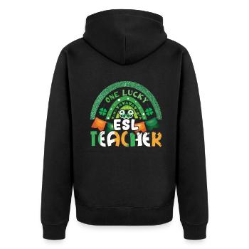 Saint Patrick Day Rainbow Clover Lucky Teacher - Veste à capuche bio Premium Unisexe - noir - Dos - Nico (187cm)