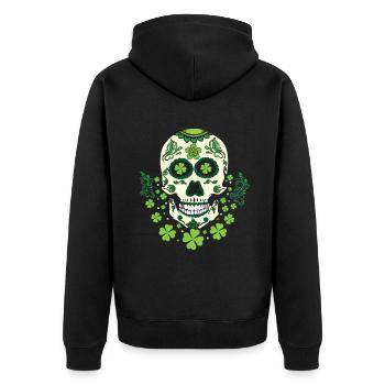 Sugar Bone Skeleton Shamrock Saint Patrick Day - Unisex Premium Organic Zip Hoodie - black - Back - Nico (187cm)