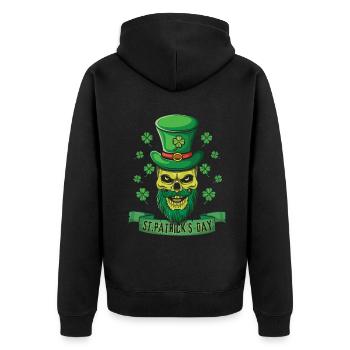 Sugar Bone Irish Shamrock Saint Patrick Day - Unisex Premium Bio Zip Hoodie - Schwarz - Hinten - Nico (187cm)