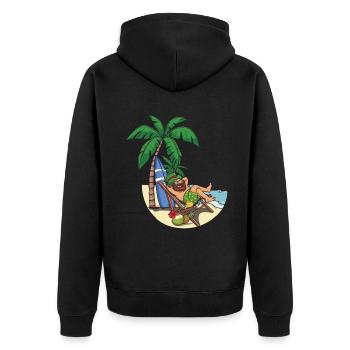 Irish Relaxing Shamrock Saint Patrick Day - Unisex Premium Bio Zip Hoodie - Schwarz - Hinten - Nico (187cm)