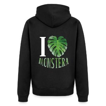 Liebe Monstera Blatt Pflanze Garten Hobbygärtner - Unisex Premium Bio Zip Hoodie - Schwarz - Hinten - Nico (187cm)