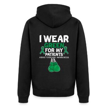 Portez du vert pour les patients Sensibilisation aux maladies rénales - Veste à capuche bio Premium Unisexe - noir - Dos - Nico (187cm)