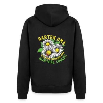 Garten Oma Wie Eine Normale Oma Nur Viel Cooler - Unisex Premium Bio Zip Hoodie - Schwarz - Hinten - Nico (187cm)
