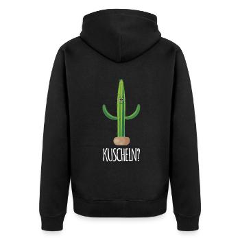 Kuscheln? Kaktus Lustiges Garten - Unisex Premium Bio Zip Hoodie - Schwarz - Hinten - Nico (187cm)