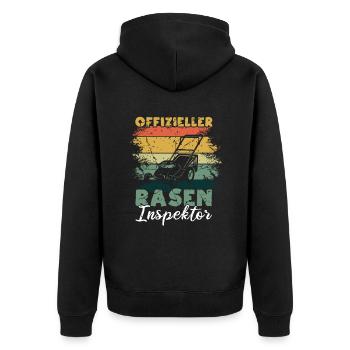 Offizieller Rasen Inspektor Lustiges Gärtner - Unisex Premium Bio Zip Hoodie - Schwarz - Hinten - Nico (187cm)
