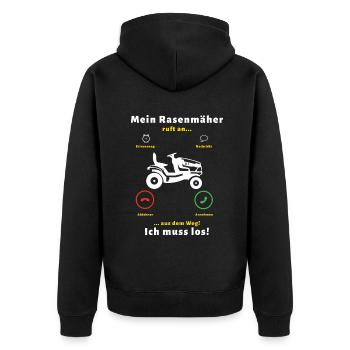 Mein Rasenmäher Ruft Lustiges Gärtner - Unisex Premium Bio Zip Hoodie - Schwarz - Hinten - Nico (187cm)
