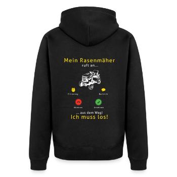 Mein Rasenmäher Ruft Lustiges Gärtner Garten - Unisex Premium Bio Zip Hoodie - Schwarz - Hinten - Nico (187cm)