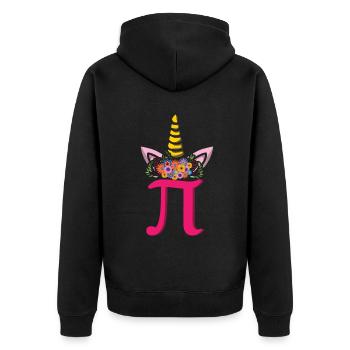 Unicorn March Math Holiday Mathematics Funny Pi - Unisex Premium Organic Zip Hoodie - black - Back - Nico (187cm)