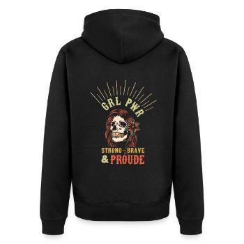 Power Internationaler Frauentag Mädchen Skelett - Unisex Premium Bio Zip Hoodie - Schwarz - Hinten - Nico (187cm)