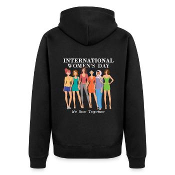 Journée internationale de la femme Rise Féminisme - Veste à capuche bio Premium Unisexe - noir - Dos - Nico (187cm)