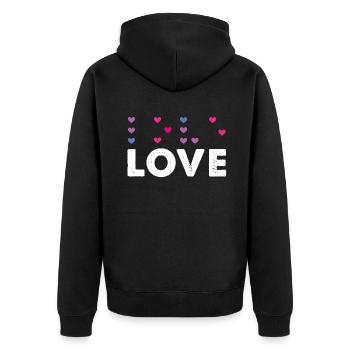 Heart Love Braille Alphabet Braille Language - Unisex Premium Organic Zip Hoodie - black - Back - Nico (187cm)