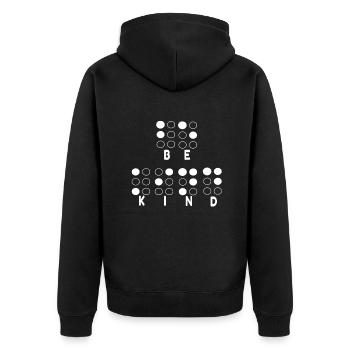 Kind Kindness Braille Alphabet Braille Language - Unisex Premium Organic Zip Hoodie - black - Back - Nico (187cm)