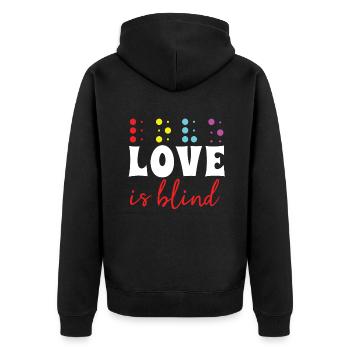 Retro Braille Alphabet Language Braille Love - Unisex Premium Organic Zip Hoodie - black - Back - Nico (187cm)