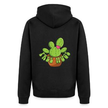 Umarmen Kaktus Lustiger Bauer Garten Hobbygärtner - Unisex Premium Bio Zip Hoodie - Schwarz - Hinten - Nico (187cm)