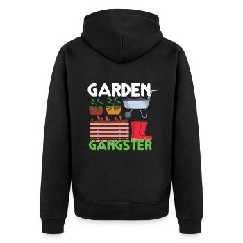 Garten Gangster Pflanzen Bauer Hobbygärtner - Unisex Premium Bio Zip Hoodie - Schwarz - Hinten - Nico (187cm)